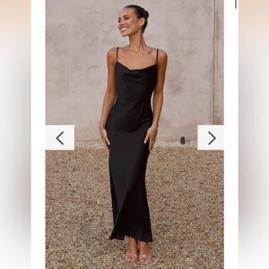 Black Satin Maxi Dress - NWT